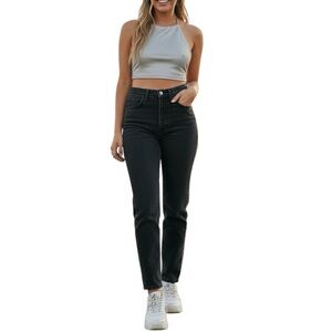 Y2K Guess Jeans USA Size 26 Black High Rise Straight Leg Clean Fit Retro